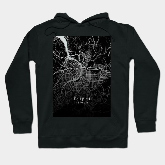 Taipei Taiwan City Map dark Hoodie by Robin-Niemczyk